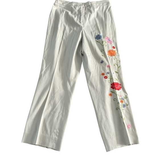 HAROLD’s Embroidered Khakis Cropped Cotton Pants Size 2 - Picture 1 of 4